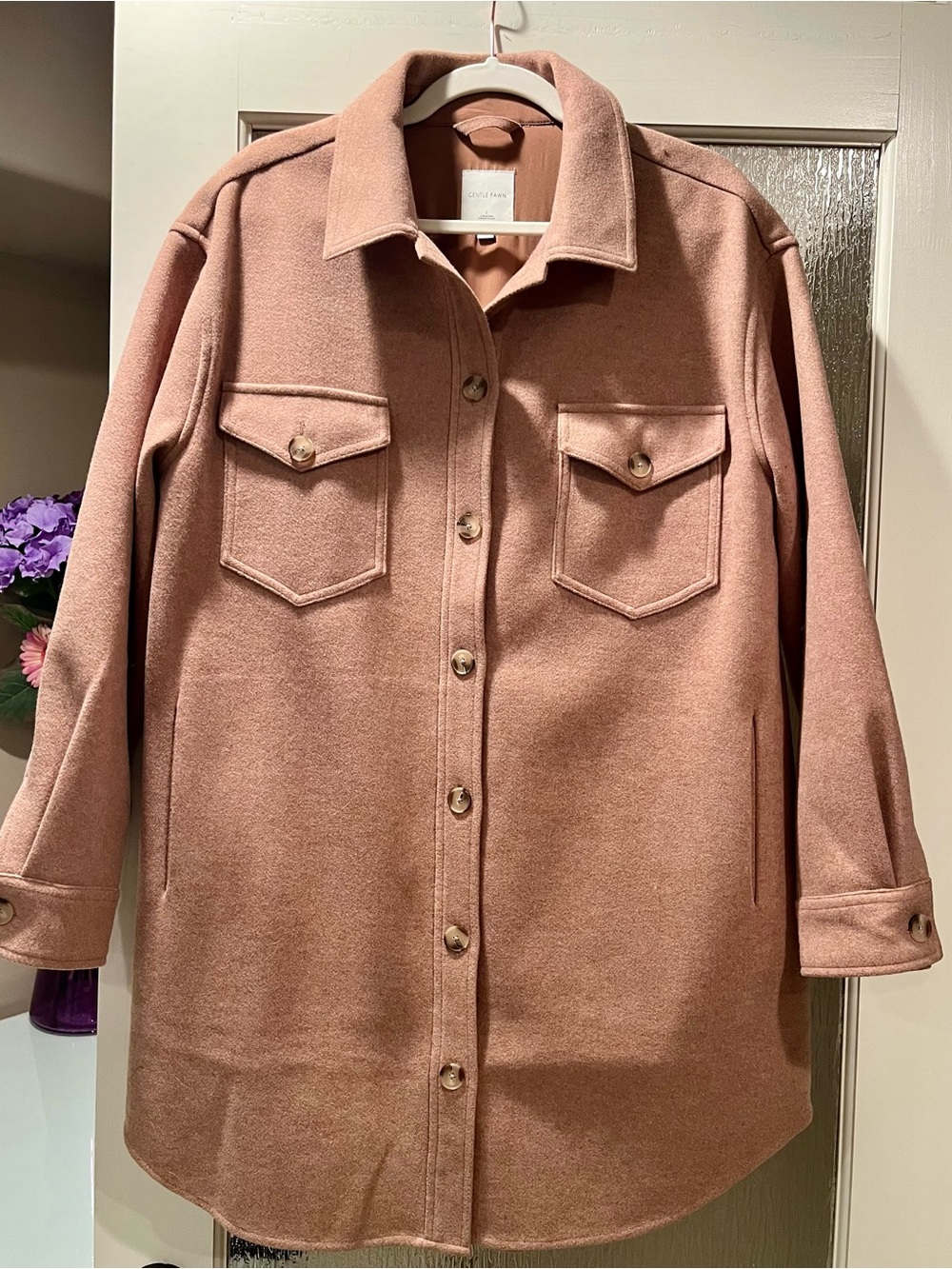 Gentle Fawn Camel colored Soft-Blend with silky lining Shacket Jacket